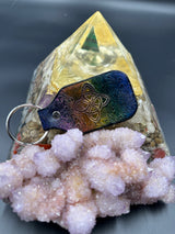 Stamped Leather Keychain - Lotus Band