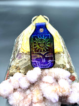 Stamped Leather Keychain - Orange Sunshine