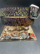 Stamped Leather Belt - Bees