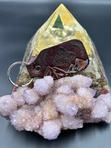 Stamped Leather Keychain - Lotus Band