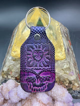 Stamped Leather Keychain - Orange Sunshine