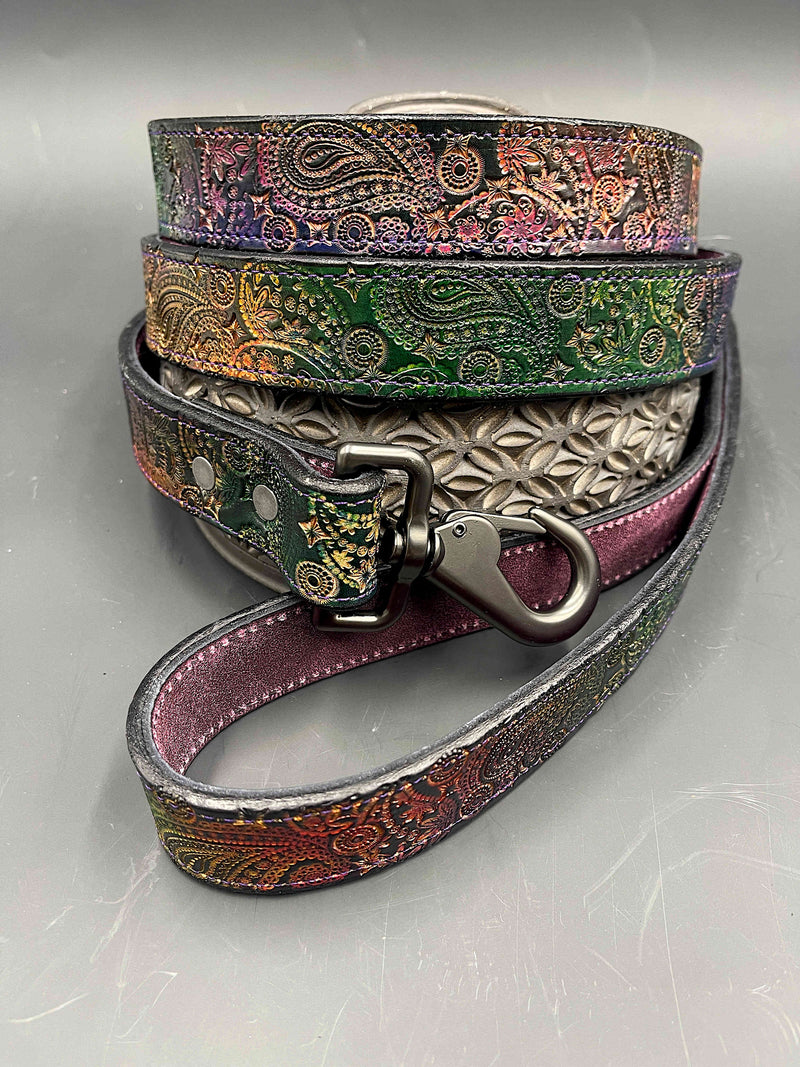 Stamped Leather 6 Ft. Lined Dog Leash - Miscellaneous Designs