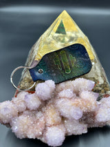 Stamped Leather Keychain - Jade Cicada