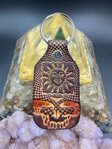 Stamped Leather Keychain - Orange Sunshine