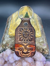 Stamped Leather Keychain - Orange Sunshine