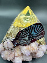 Stamped Leather Keychain - Grateful Cats Under the Stars XL