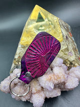 Stamped Leather Keychain - Grateful Cats Under the Stars XL