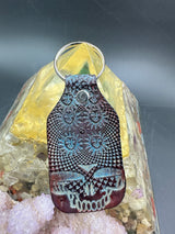 Stamped Leather Keychain - Orange Sunshine Window Pane
