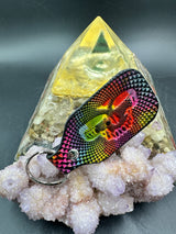 Stamped Leather Keychain - Grateful Large Stealie