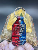 Stamped Leather Keychain - Bicycle Day