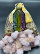 Stamped Leather Keychain - Jade Cicada