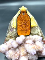 Stamped Leather Keychain - Orange Sunshine