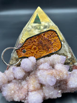 Stamped Leather Keychain - Lotus Band