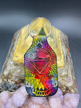 Stamped Leather Keychain - Grateful Cats Under the Stars