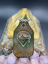 Stamped Leather Keychain - Grateful Cats Under the Stars