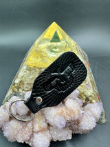 Stamped Leather Keychain - Grateful Large Stealie