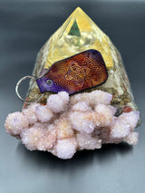 Stamped Leather Keychain - Lotus Band