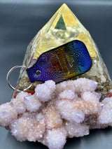 Stamped Leather Keychain - Jade Cicada