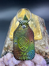 Stamped Leather Keychain - Grateful and Sober