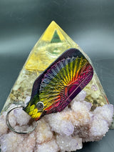 Stamped Leather Keychain - Grateful Cats Under the Stars XL