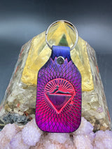 Stamped Leather Keychain - Grateful Cats Under the Stars