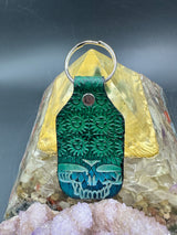 Stamped Leather Keychain - Orange Sunshine Window Pane