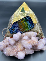 Stamped Leather Keychain - Jade Cicada