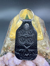 Stamped Leather Keychain - Orange Sunshine Window Pane