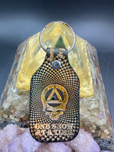 Stamped Leather Keychain - Grateful and Sober