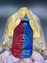 Stamped Leather Keychain - Grateful and Sober