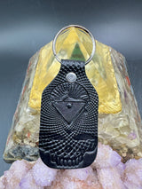 Stamped Leather Keychain - Grateful Cats Under the Stars