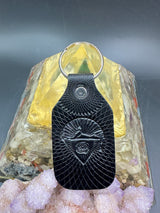 Stamped Leather Keychain - Grateful Cats Under the Stars