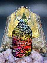 Stamped Leather Keychain - Bicycle Day