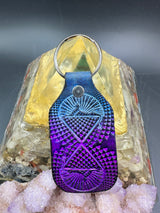 Stamped Leather Keychain - Grateful Cats Under the Stars