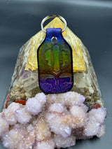 Stamped Leather Keychain - Jade Cicada