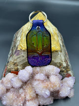 Stamped Leather Keychain - Jade Cicada
