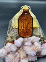 Stamped Leather Keychain - Jade Cicada