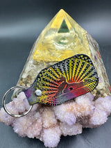 Stamped Leather Keychain - Grateful Cats Under the Stars XL