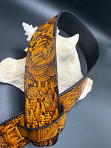 Stamped Leather Guitar Strap Lined- Assorted Designs