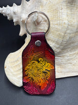 Stamped Leather Keychain - Flowers