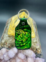 Stamped Leather Keychain - Bees 2.0