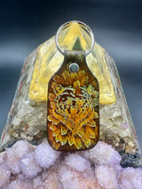 Stamped Leather Keychain - Grizzly Bear