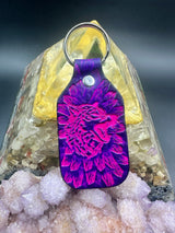 Stamped Leather Keychain - Howling Wolf