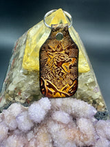 Stamped Leather Keychain - Howling Wolf