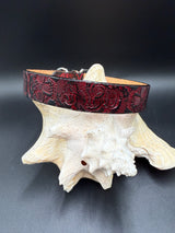 Stamped Leather Dog Collar - Tiny 1” Wide