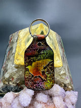 Stamped Leather Keychain - Crow Sillouette