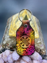 Stamped Leather Keychain - Hunab Ku (Galactic Butterfly)