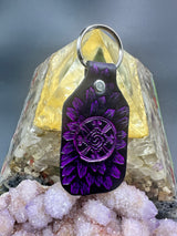 Stamped Leather Keychain - Hunab Ku (Galactic Butterfly)