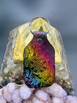 Stamped Leather Keychain - Hunab Ku (Galactic Butterfly)