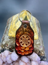 Stamped Leather Keychain - Hunab Ku (Galactic Butterfly)